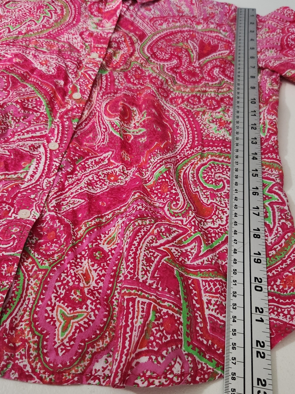 Lauren Ralph Lauren Pink, Green & White Printed Cotton Blouse - Picture 3 of 10